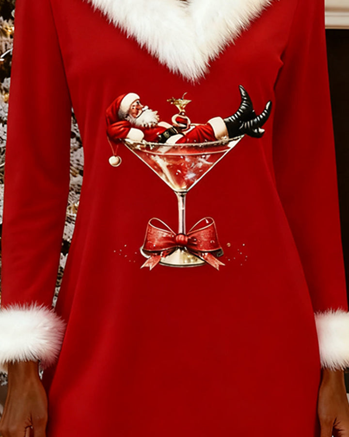 Adéla™ – Vánoční šaty s výstřihem do V a hřejivým lemováním