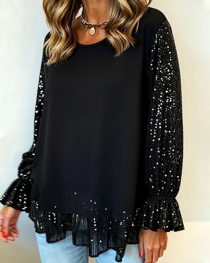 Albína™ – Halenka s flitrovými rukávy a elegantním leskem